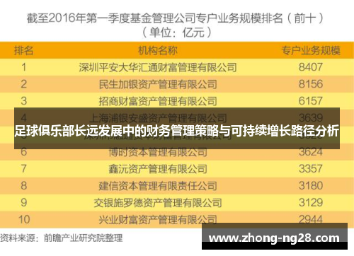 足球俱乐部长远发展中的财务管理策略与可持续增长路径分析
