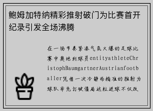 鲍姆加特纳精彩推射破门为比赛首开纪录引发全场沸腾 鲍姆加特纳精彩推射破门为比赛首开纪录引发全场沸腾